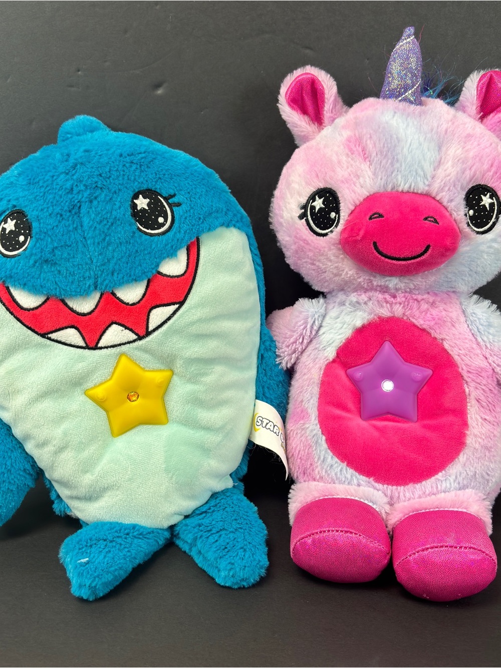 2 Star Belly Unicorn and Shark Plush Electronic Interactive Toy Dream Lites